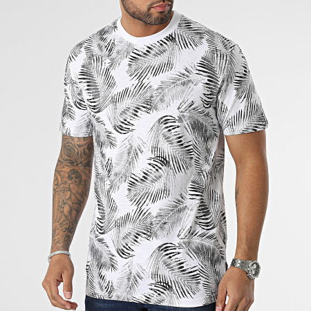 Only And Sons - Tee Shirt Floral Perry Life Leaf AOP Blanc Noir