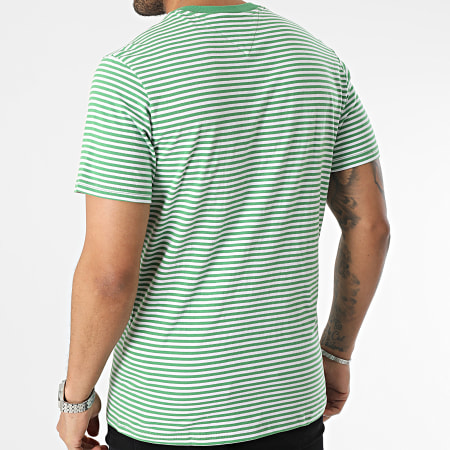 Tommy Jeans - Tee Shirt A Rayures Tommy Classics 5515 Vert Blanc