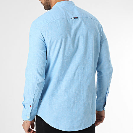 Tommy Jeans - Camicia classica a maniche lunghe in misto lino Mao 5927 Azzurro