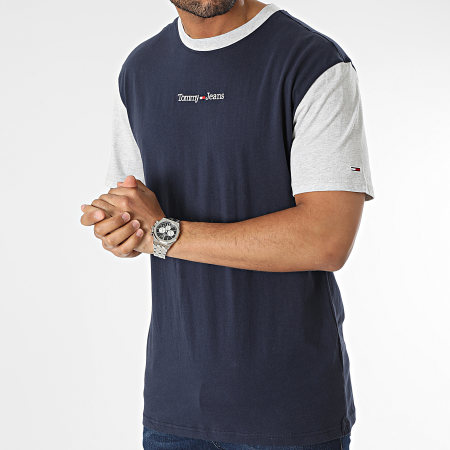 Tommy Jeans - Tee Shirt Classic Contrast Linear 6323 Bleu Marine