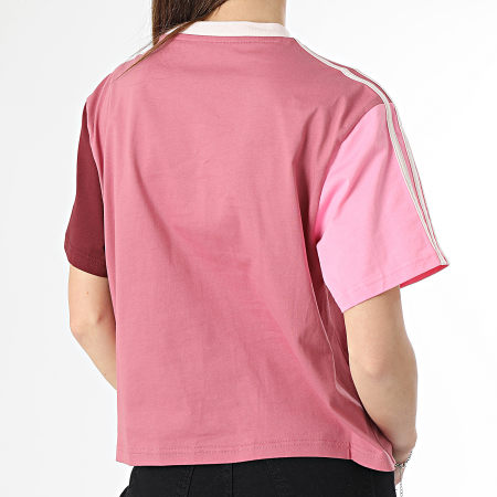 Adidas Sportswear - Tee Shirt Crop Femme A Bandes 3 Stripes IC9926 Rose