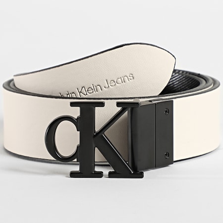 Calvin Klein - Cinturón Reversible Mujer Mono Hardware 0589 Negro Beige