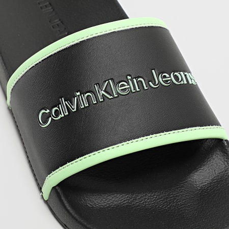 Calvin Klein - Sandalias institucionales Slide 0594 Black Live Mist Mujer