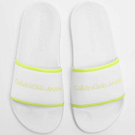 Calvin Klein - Institutional Slide 0594 White Safety Yellow Sandali da donna