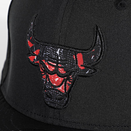Gorra plana negra snapback 9FIFTY de Chicago Bulls NBA de New Era