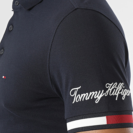 Tommy Hilfiger - Polo Manches Courtes Flag Cuff Slim 0764 Bleu Marine