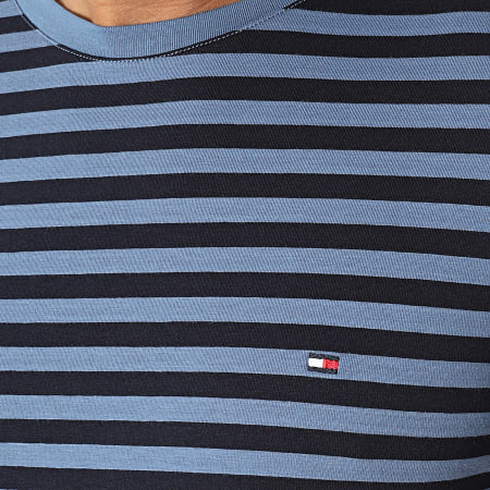 Tommy Hilfiger - Tee Shirt Stretch Slim Stripe 0800 Nero Azzurro