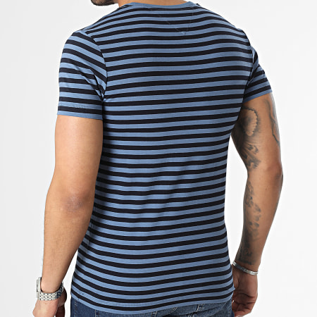 Tommy Hilfiger - Tee Shirt Stretch Slim Stripe 0800 Nero Azzurro