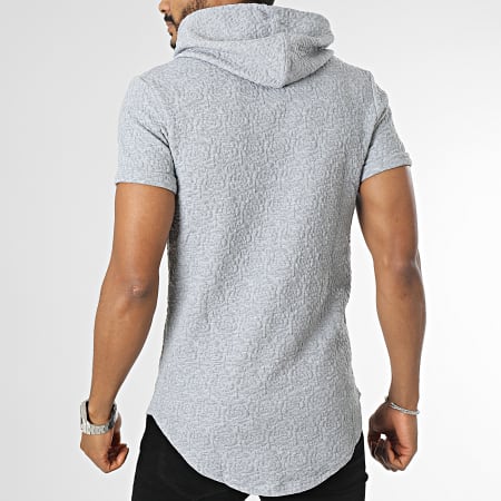 John H - Camiseta oversize con capucha gris jaspeado