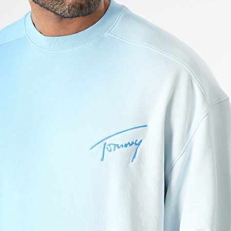 Tommy Jeans - Sudadera Boxy Dip Dye Signature Crewneck 6372 Light Blue White Gradient