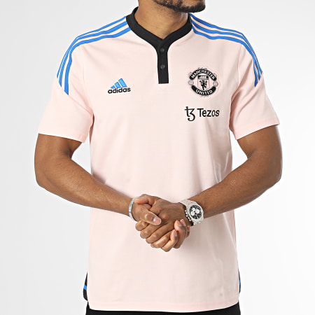Adidas Sportswear - Polo Manchester United a maniche corte a strisce HT4286 Rosa