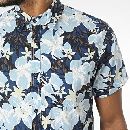 Peignoir pilou femme bleu clair imprimé à fleurs | Mon Pilou Pilou