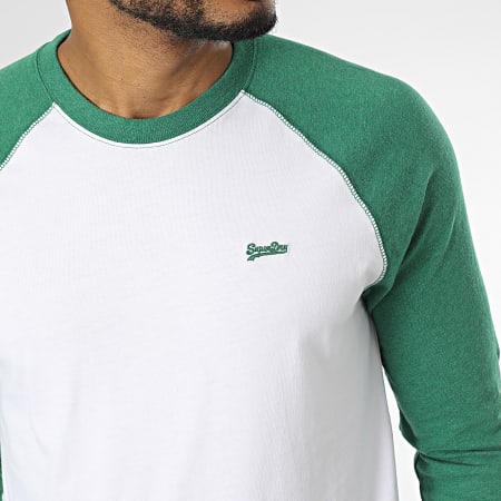 Superdry - Camiseta de manga larga raglán M6010549A Blanco Verde