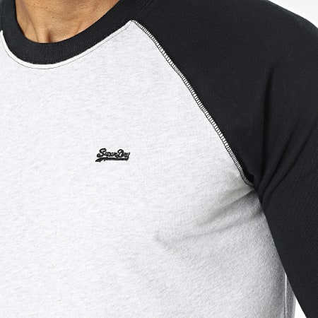 Superdry - Camiseta de manga larga raglán M6010549A Gris brezo Negro