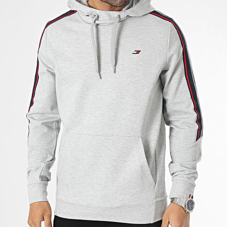 Tommy Sport - Sweat Capuche A Bandes Textured Tape 0403 Gris Chiné