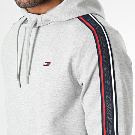 Tommy Sport - Sweat Capuche A Bandes Textured Tape 0403 Gris Chiné
