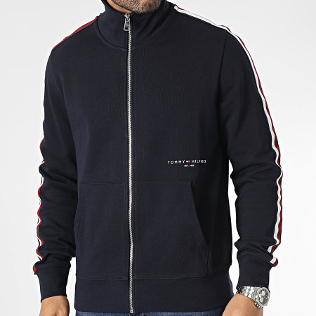 Tommy Hilfiger - Giacca con zip a righe blu navy 0020