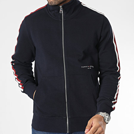 Tommy Hilfiger - Giacca con zip a righe blu navy 0020