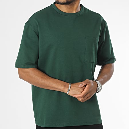 Aarhon - Maglietta oversize grande con tasca sul petto verde scuro