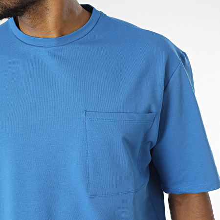Aarhon - Tee Shirt Oversize Large A Poche Poitrine Bleu