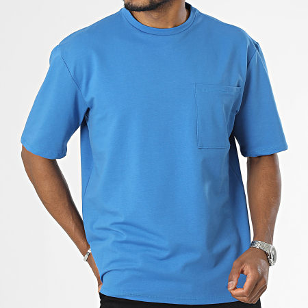 Aarhon - Camiseta oversize grande con bolsillo en el pecho Azul