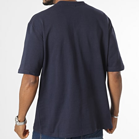 Aarhon - Tee Shirt Oversize Large A Poche Poitrine Bleu Marine