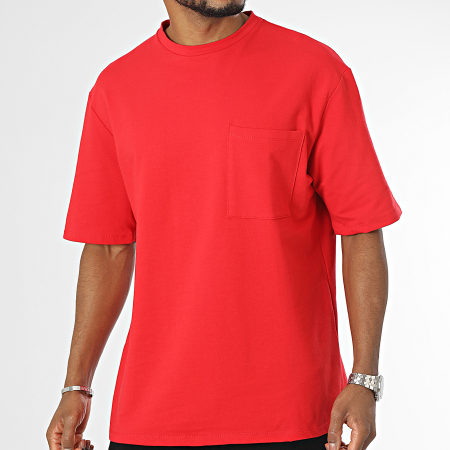 Aarhon - Maglietta oversize di grandi dimensioni con tasca sul petto, rosso