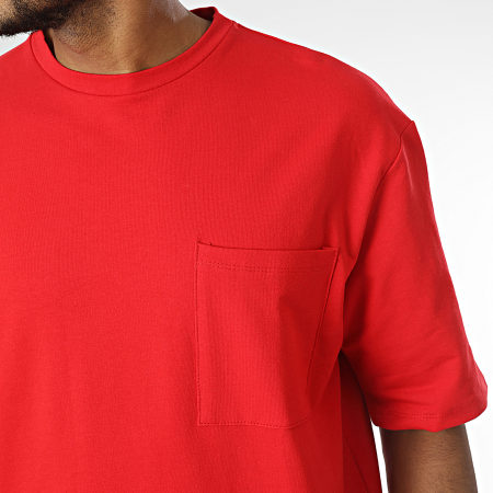 Aarhon - Camiseta grande con bolsillo en el pecho Rojo