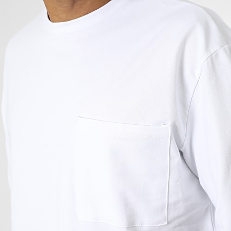 Aarhon - Maglietta oversize grande con tasca sul petto, bianco