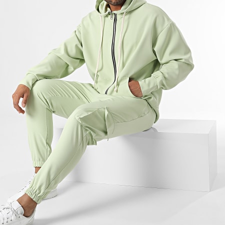 Frilivin - Set di pantaloni cargo e felpa con cappuccio verde chiaro