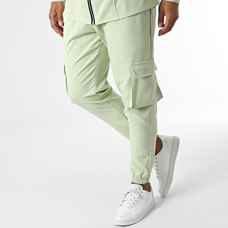 Frilivin - Conjunto de sudadera con capucha y pantalón cargo verde claro