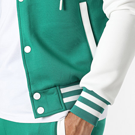 Zayne Paris  - Conjunto de chaqueta con capucha y pantalón cargo Teddy Verde Blanco