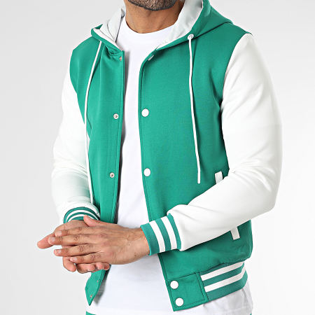 Zayne Paris  - Conjunto de chaqueta con capucha y pantalón cargo Teddy Verde Blanco