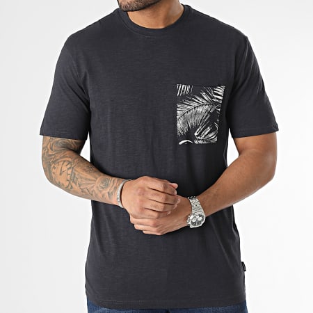 Only And Sons - Tee Shirt A Poche Poitrine Perry Life Bleu Marine Floral