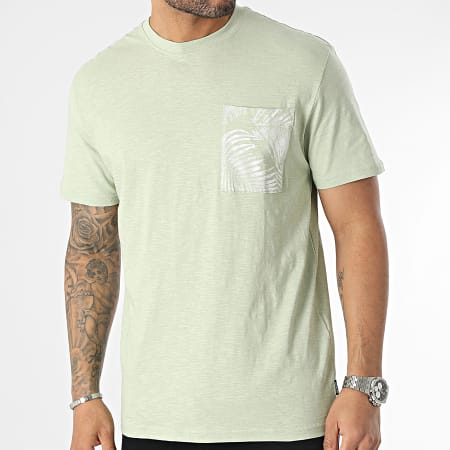 Only And Sons - Tee Shirt A Poche Poitrine Perry Life Vert Clair Floral