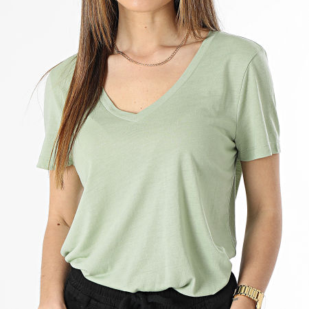 Vero Moda - Maglietta da donna con scollo a V, verde piccante