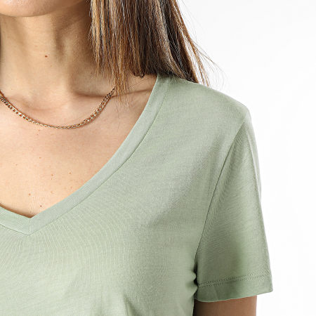 Vero Moda - Maglietta da donna con scollo a V, verde piccante