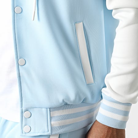 Zayne Paris  - Conjunto de chaqueta Teddy con capucha y pantalón Cargo Azul claro Blanco