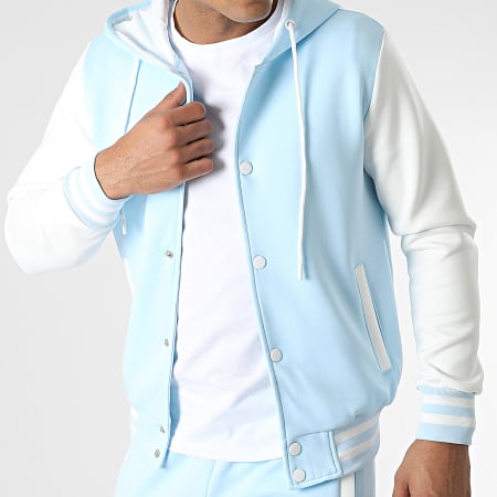Zayne Paris  - Set giacca con cappuccio e pantaloni cargo Teddy Azzurro Bianco