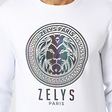 Zelys Paris - Sweat Crewneck Réfléchissant A Strass Jota Blanc