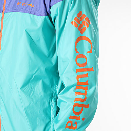 Columbia - Giacca a vento con cappuccio Flash Challenger Turquoise Violet Zip