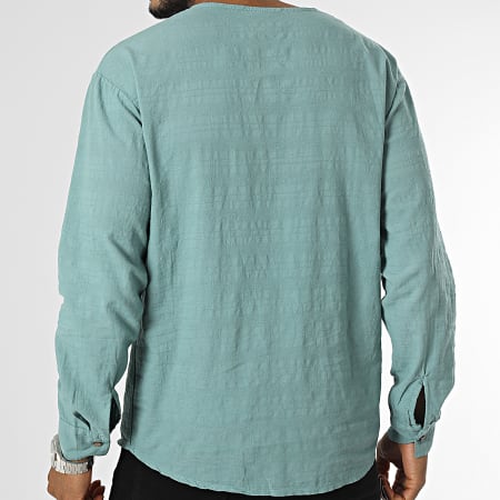 Frilivin - Camisa de manga larga y cuello en V Verde