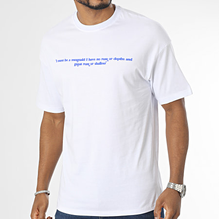 Frilivin - Tee Shirt Oversize Large Blanc Bleu