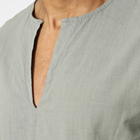 Frilivin - Camisa de manga larga y cuello en V Verde