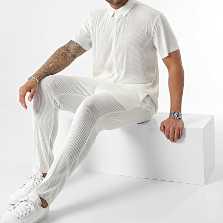 Frilivin - Set camicia e pantaloni a maniche corte bianco