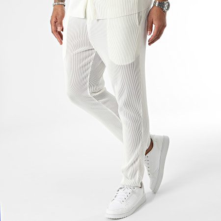 Frilivin - Conjunto de camisa de manga corta y pantalón blanco