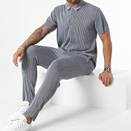 Frilivin - Conjunto de camisa de manga corta y pantalón azul