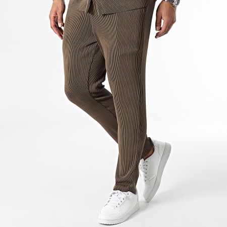 Frilivin - Set camicia e pantaloni a maniche corte marrone