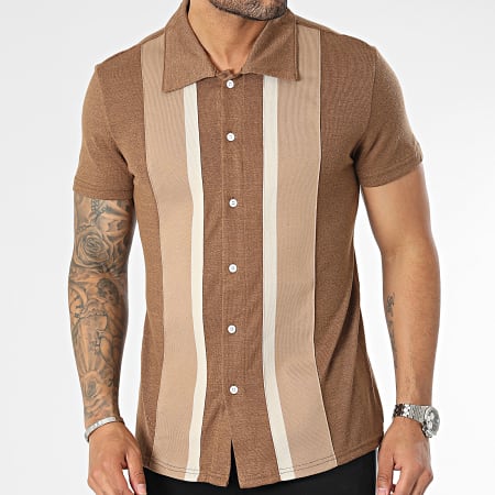 Frilivin - Camisa de manga corta marrón camel