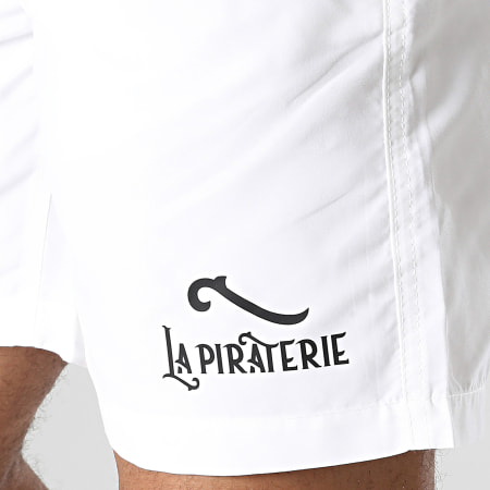 La Piraterie - Short De Bain Logo 2 Blanc Noir